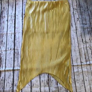 Zara Collection Yellow/Gold Pleated Midi Skirt XL